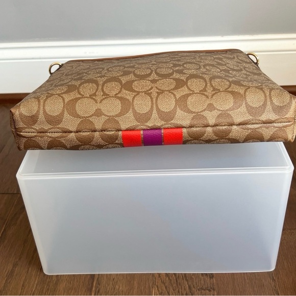 NWT!! Coach Varsity Stripe File Crossbody Bag ❤️💜❤️💜❤️💜❤️💜❤️💜❤️ - Picture 7 of 13